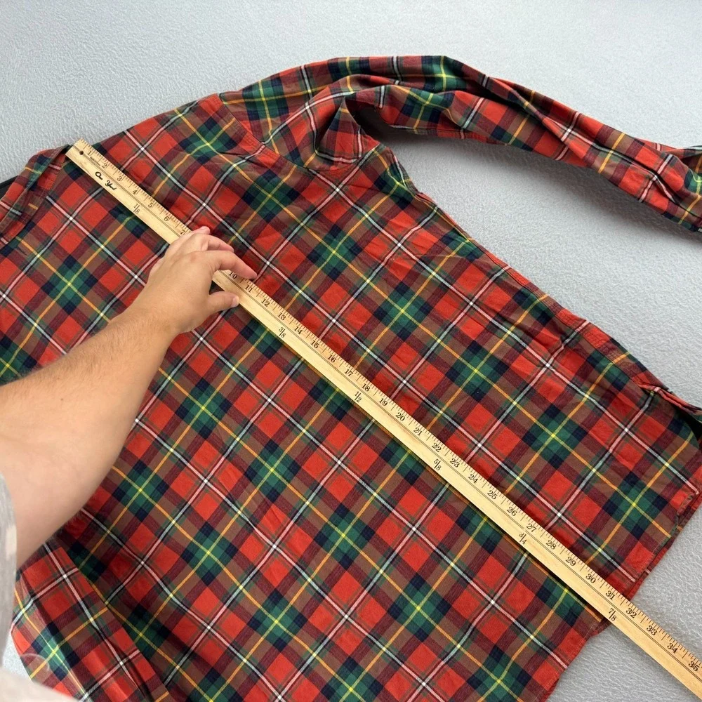 Polo Ralph Lauren Shirt Mens 2XL Red Plaid Cotton Shooting Hunting Chin Strap